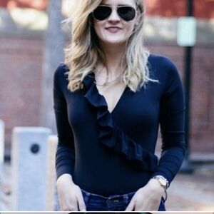 J crew black ruffled bodysuit